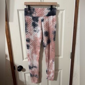 Women’s Tie-Dye Textured Leggings with scrunched butt and tummy control XL